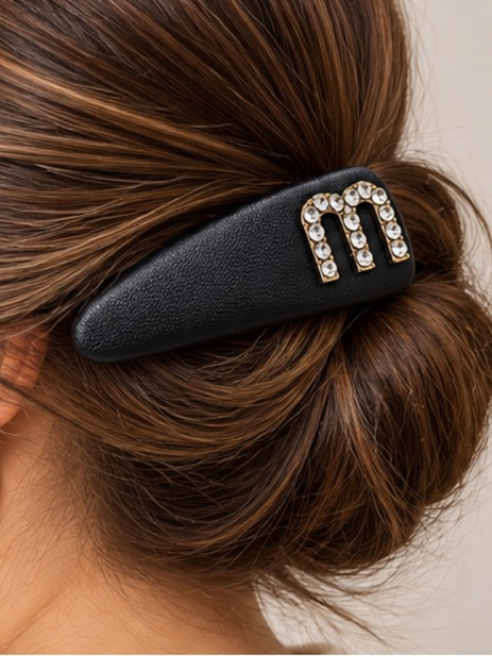 Black Rhinestone Initial Hair Clip | Statement Barrette Designer Inspired